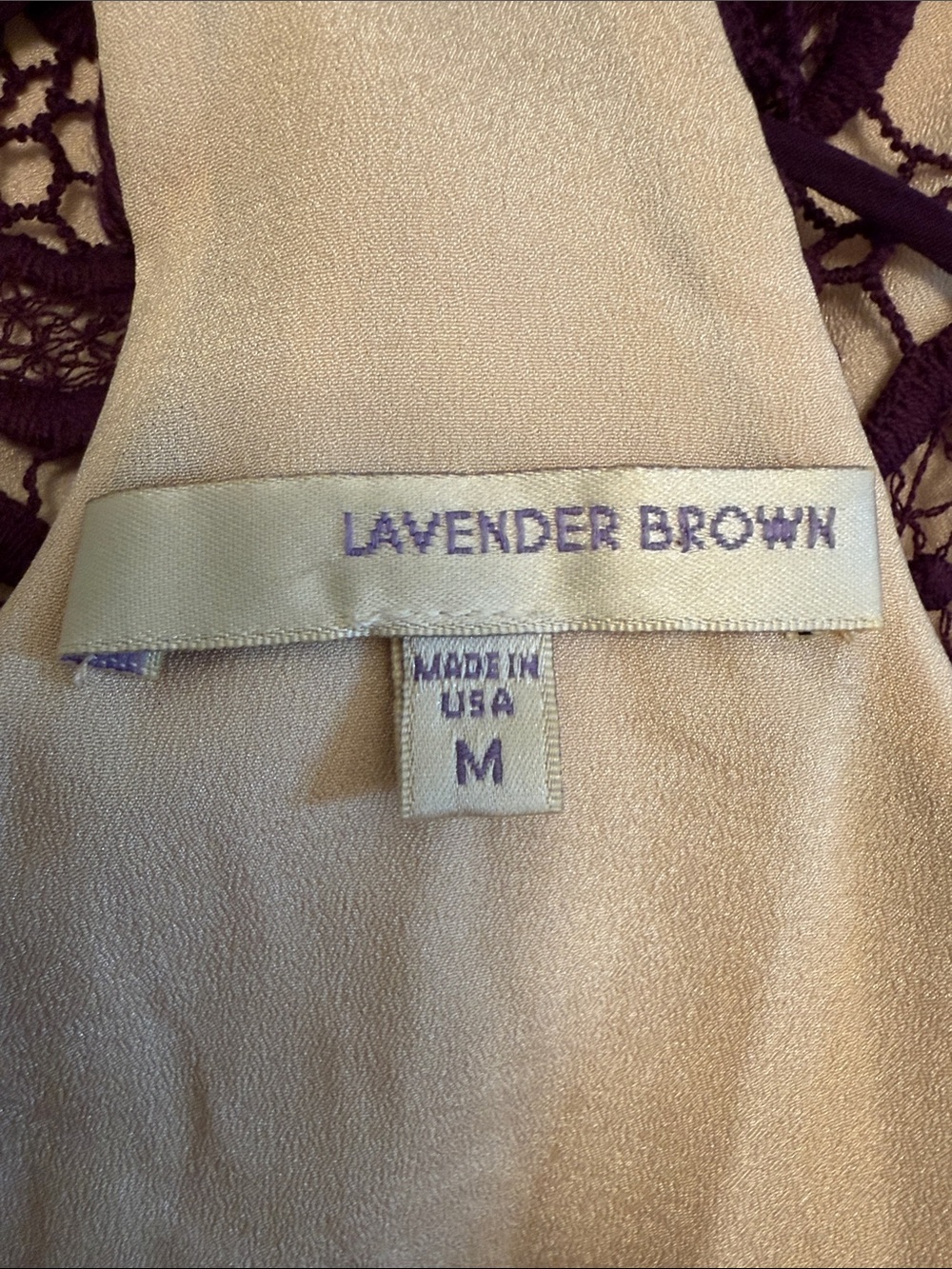 Lavender Brown Plum Crochet Lace Slip Dress - Picture 3 of 3